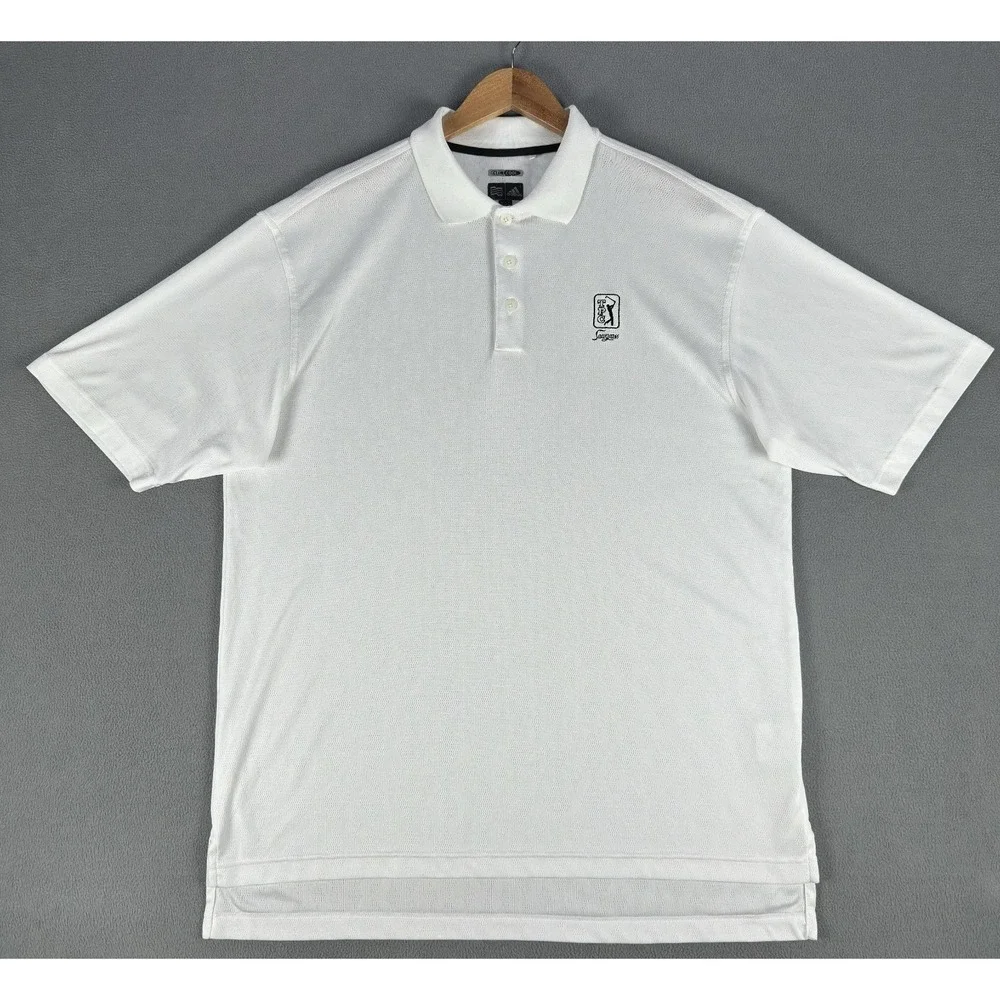 Adidas Polo Shirt‎ Mens Large White TPC Sawgrass Golf Climacool Performance
